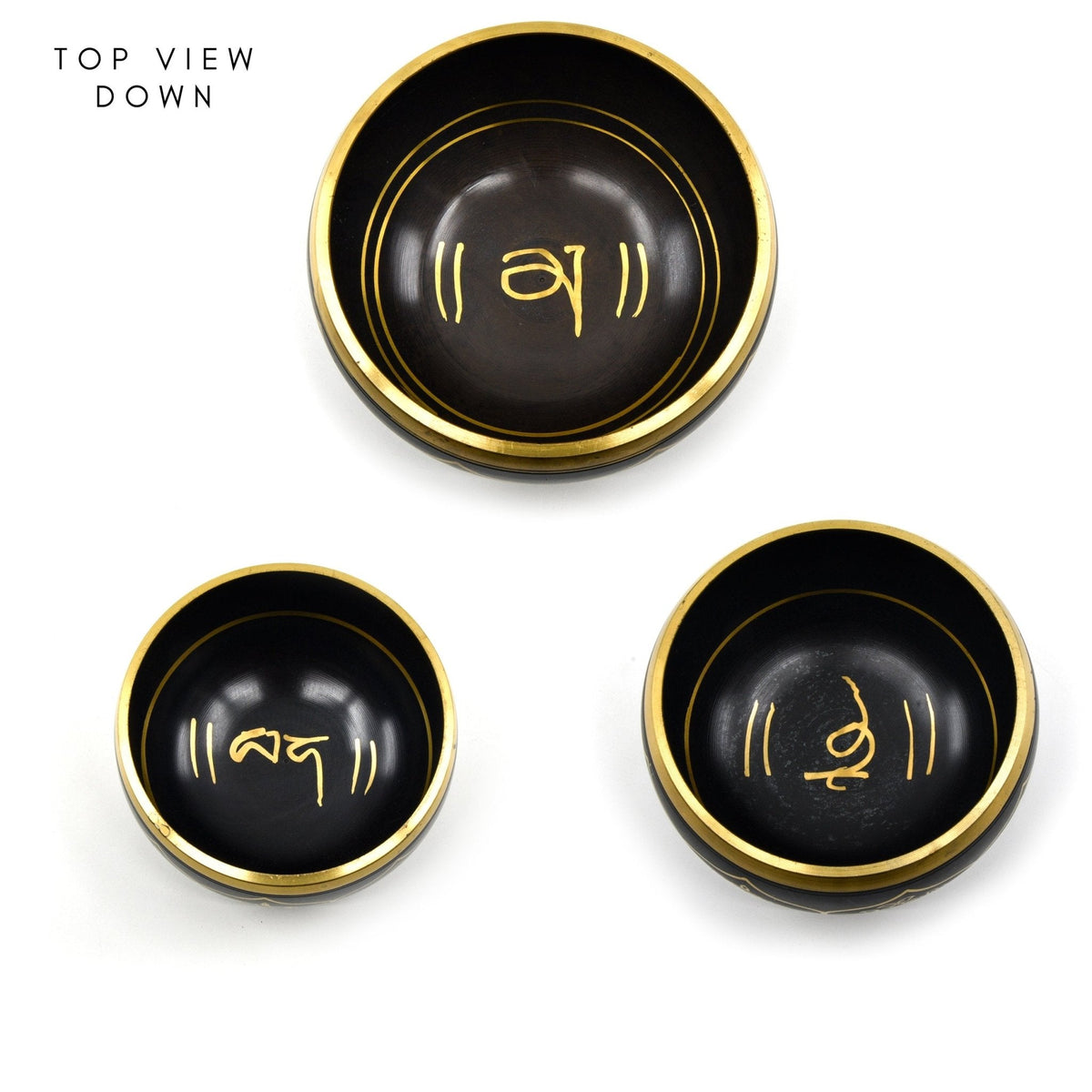 Black & Gold Auspicious Tibetan singing bowl, detail — Eternal Spirit