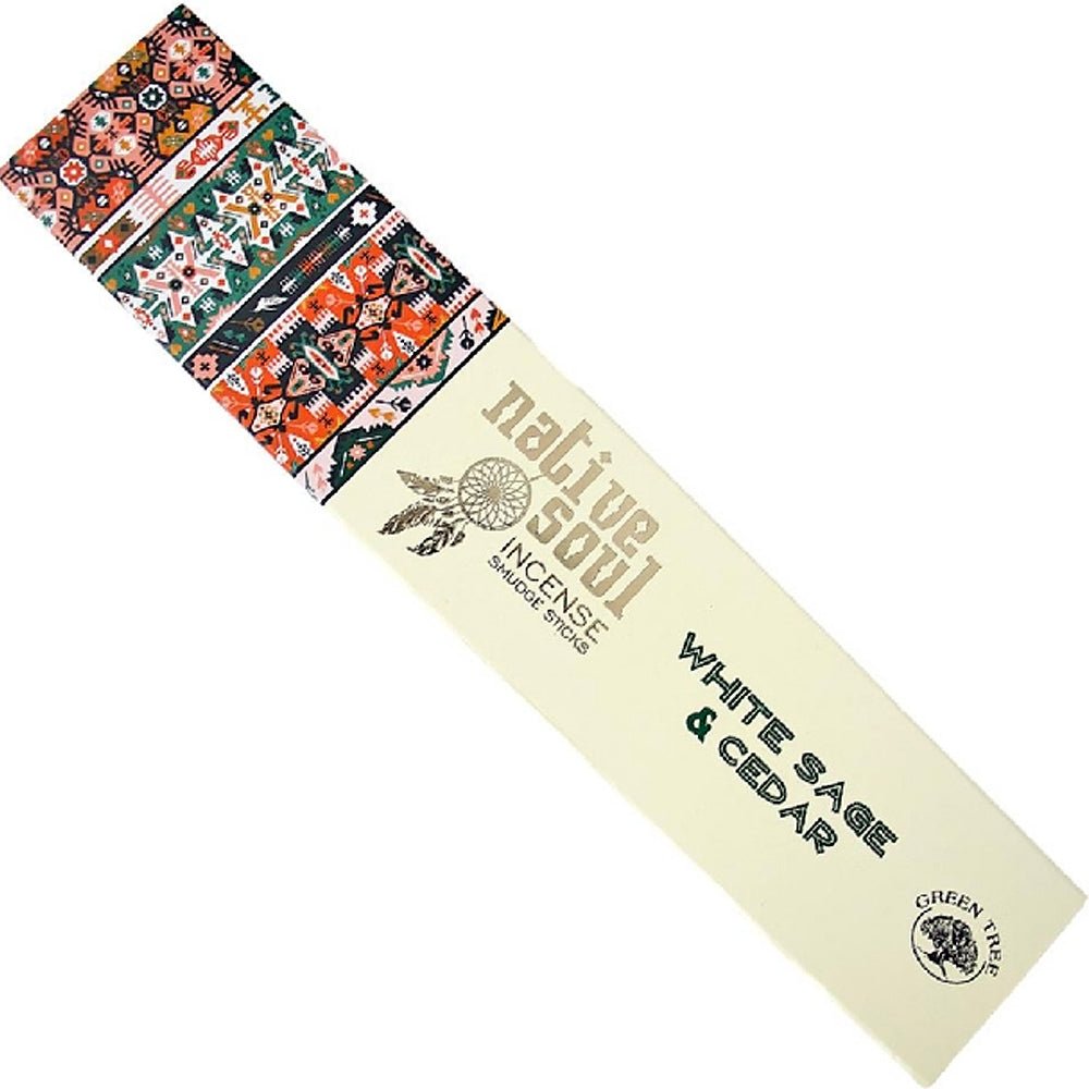 incense sticks - native soul "white sage & cedar", aromatic herbal bundle on white background — Eternal Spirit