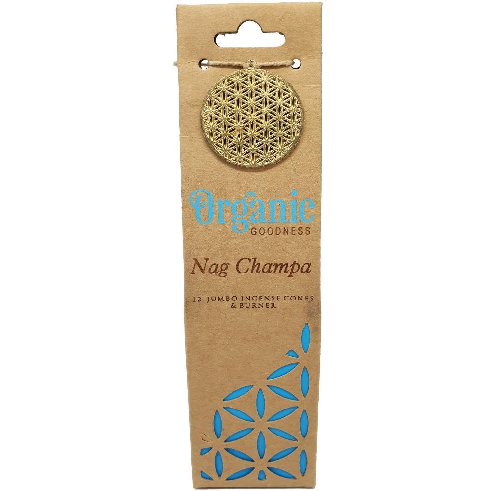 incense cones - organic goodness "nag champa", artisan packaging on white background — Eternal Spirit