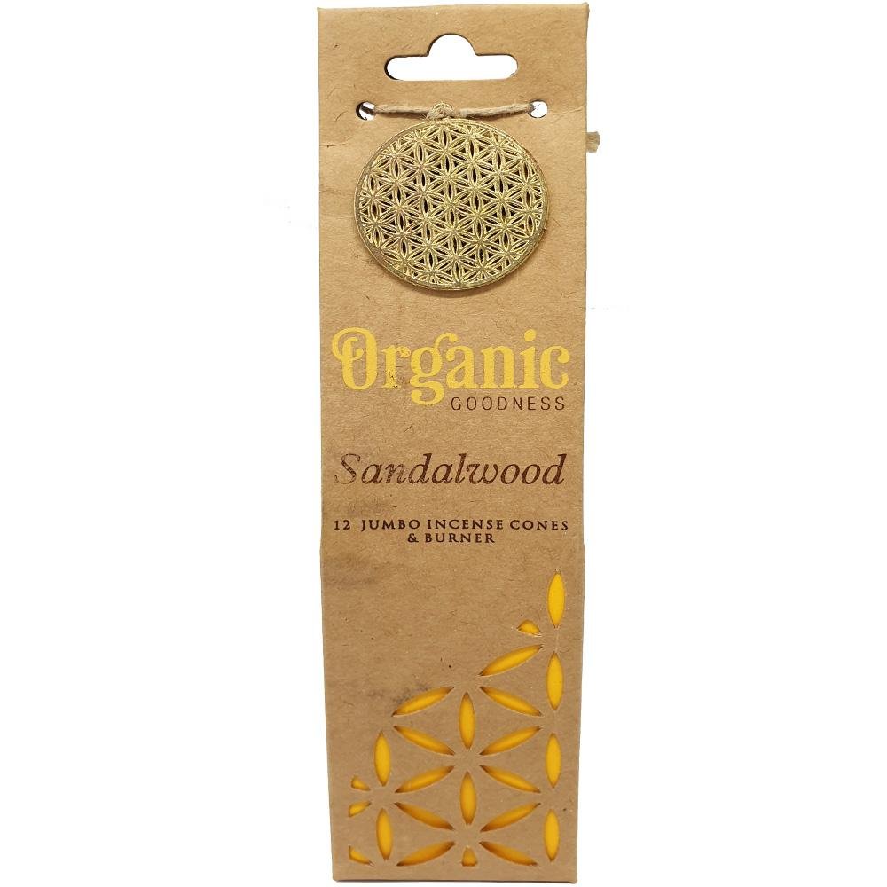 incense cones - organic goodness "sandalwood", artisan packaging on white background — Eternal Spirit