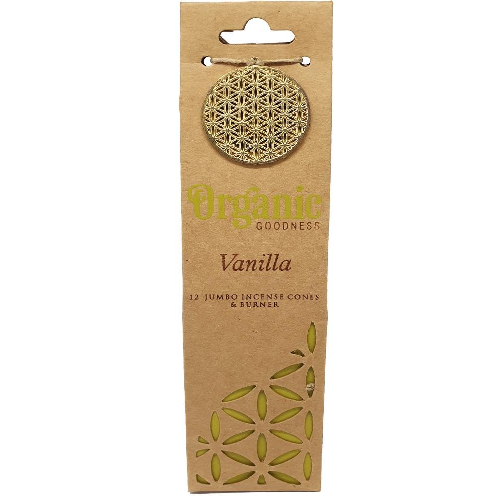 incense cones - organic goodness "vanilla", artisan packaging on white background — Eternal Spirit