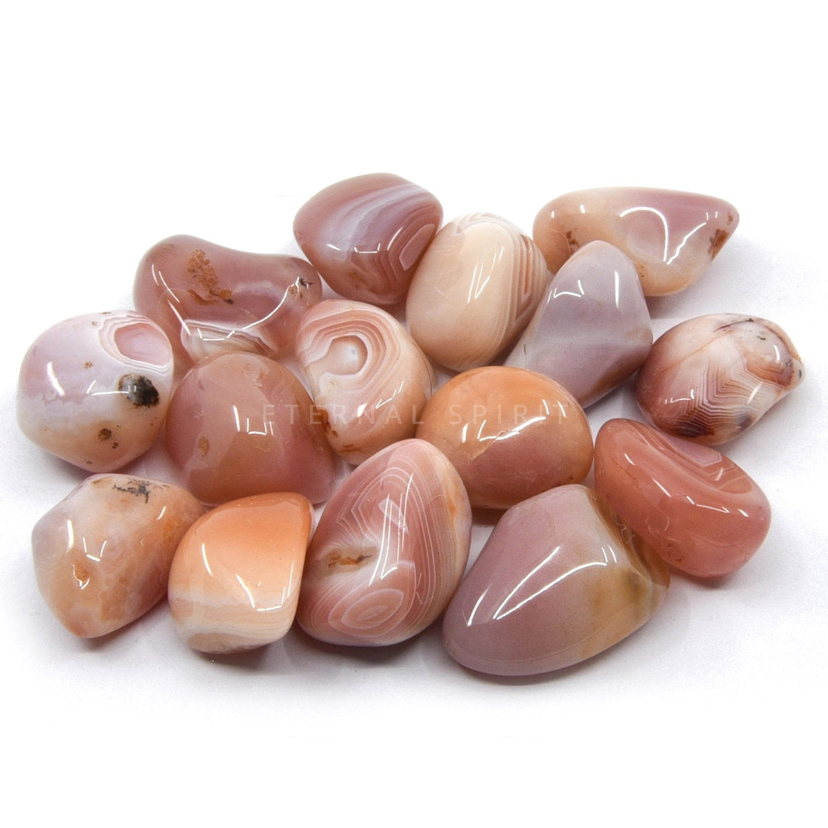 collection of polished Agate (Pink Apricot Botswana) tumble stones — Eternal Spirit