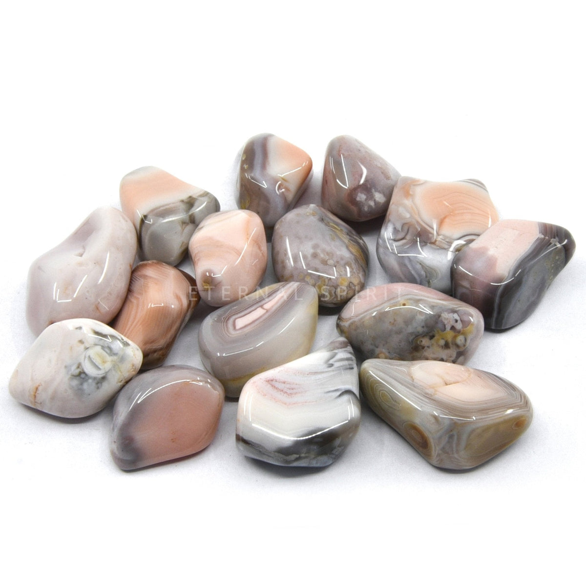 collection of polished Agate (Pink Grey Botswana) tumble stones — Eternal Spirit