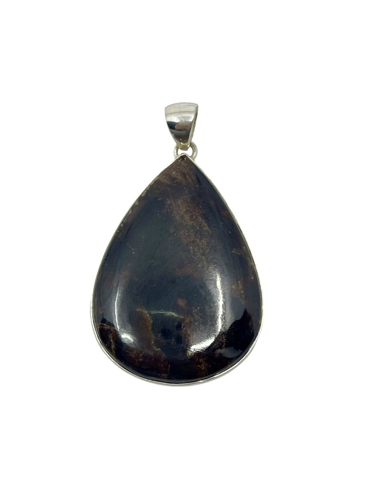 garnet (hessonite) cabochon teardrop pendant, front view showing natural stone face — Eternal Spirit