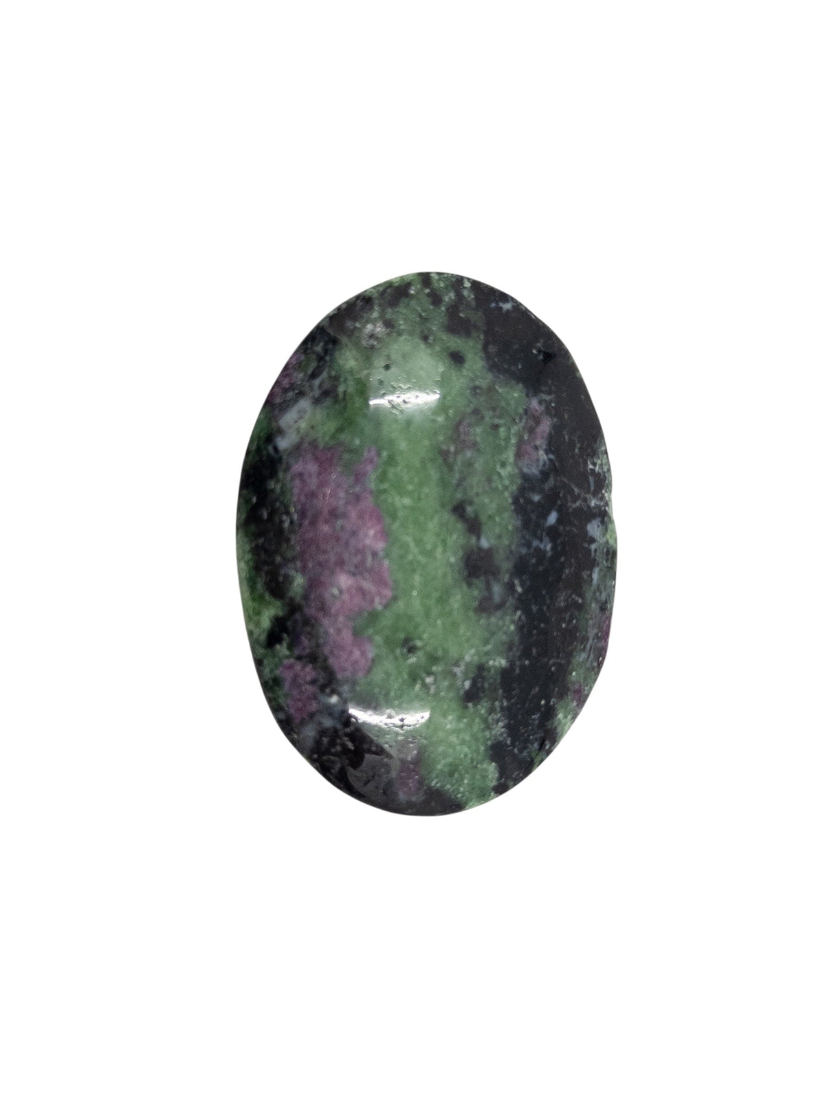 polished Ruby Zoisite palm stone showing rich colour detail — Eternal Spirit