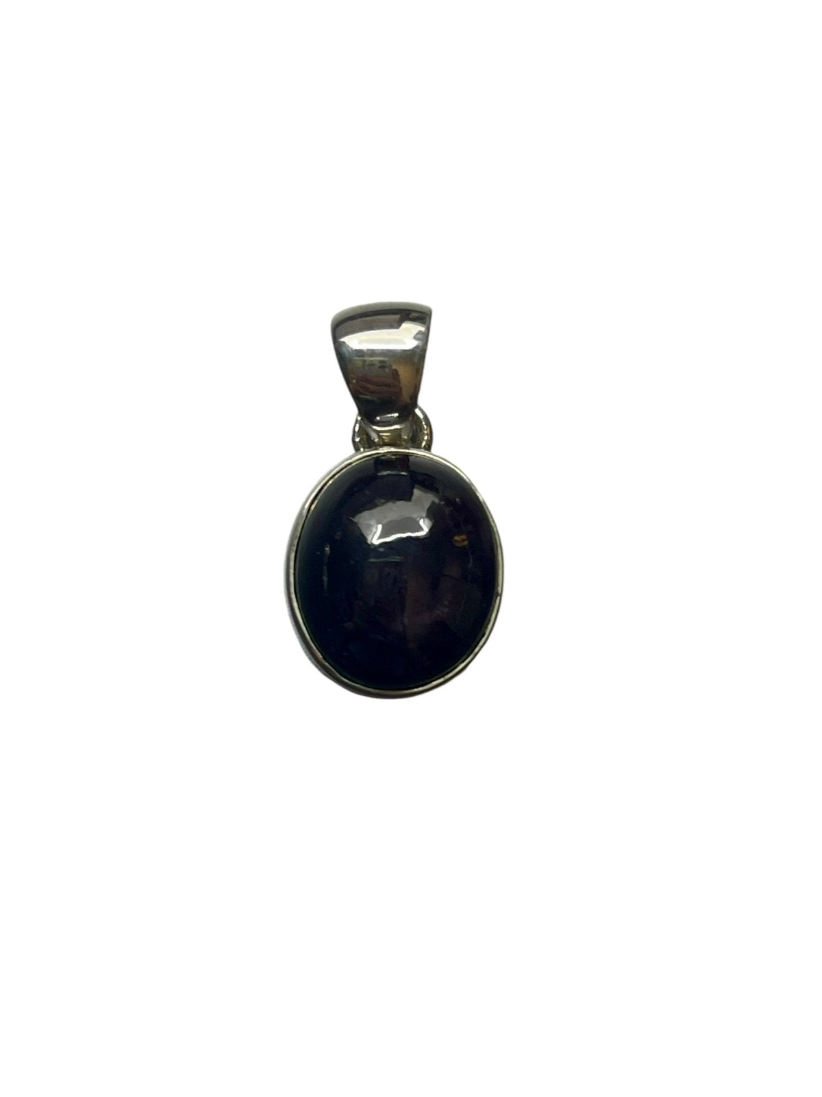 garnet (star) cabochon oval pendant, front view showing natural stone face — Eternal Spirit