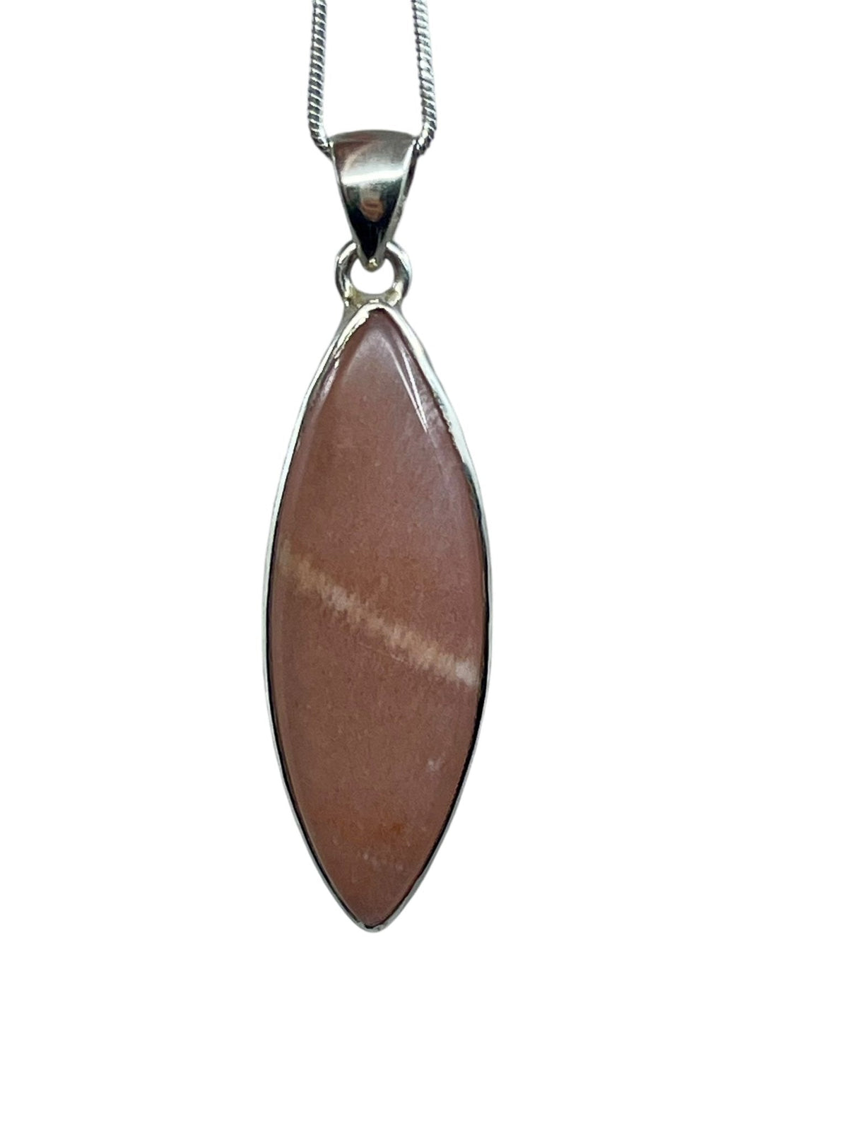 moonstone (peach) cabochon marquise pendant, front view showing natural stone face — Eternal Spirit