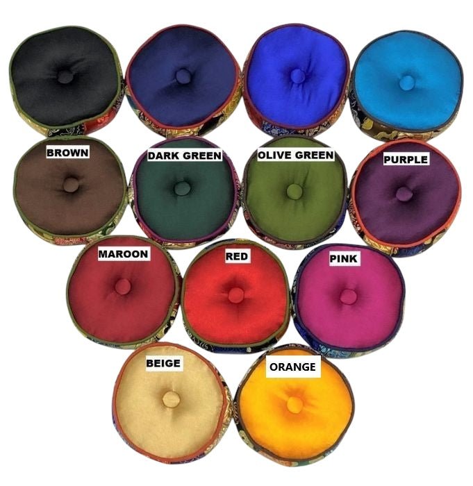 Blue 15.5cm round singing bowl cushion, padded support — Eternal Spirit