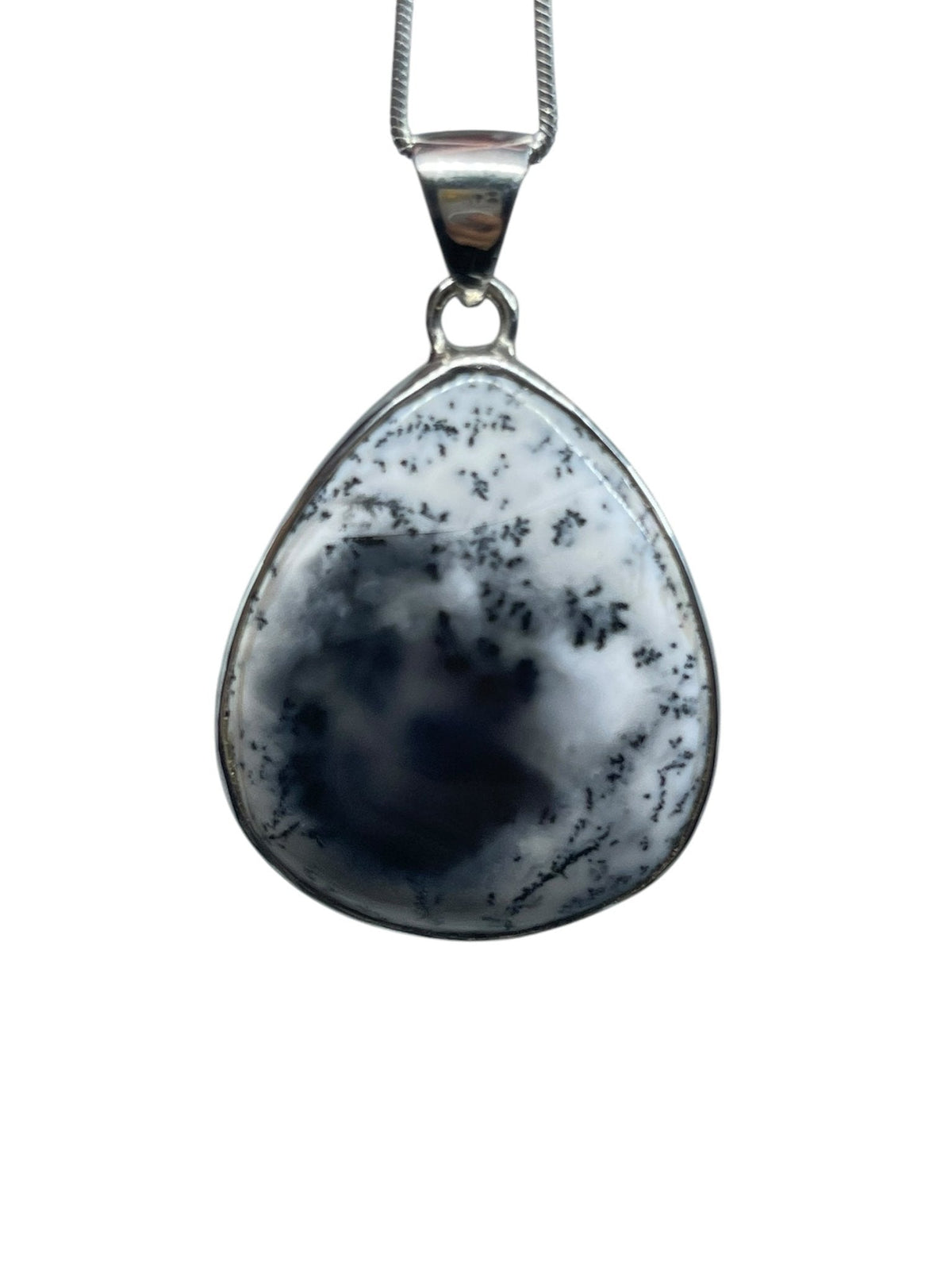merlinite cabochon teardrop pendant, front view showing natural stone face — Eternal Spirit