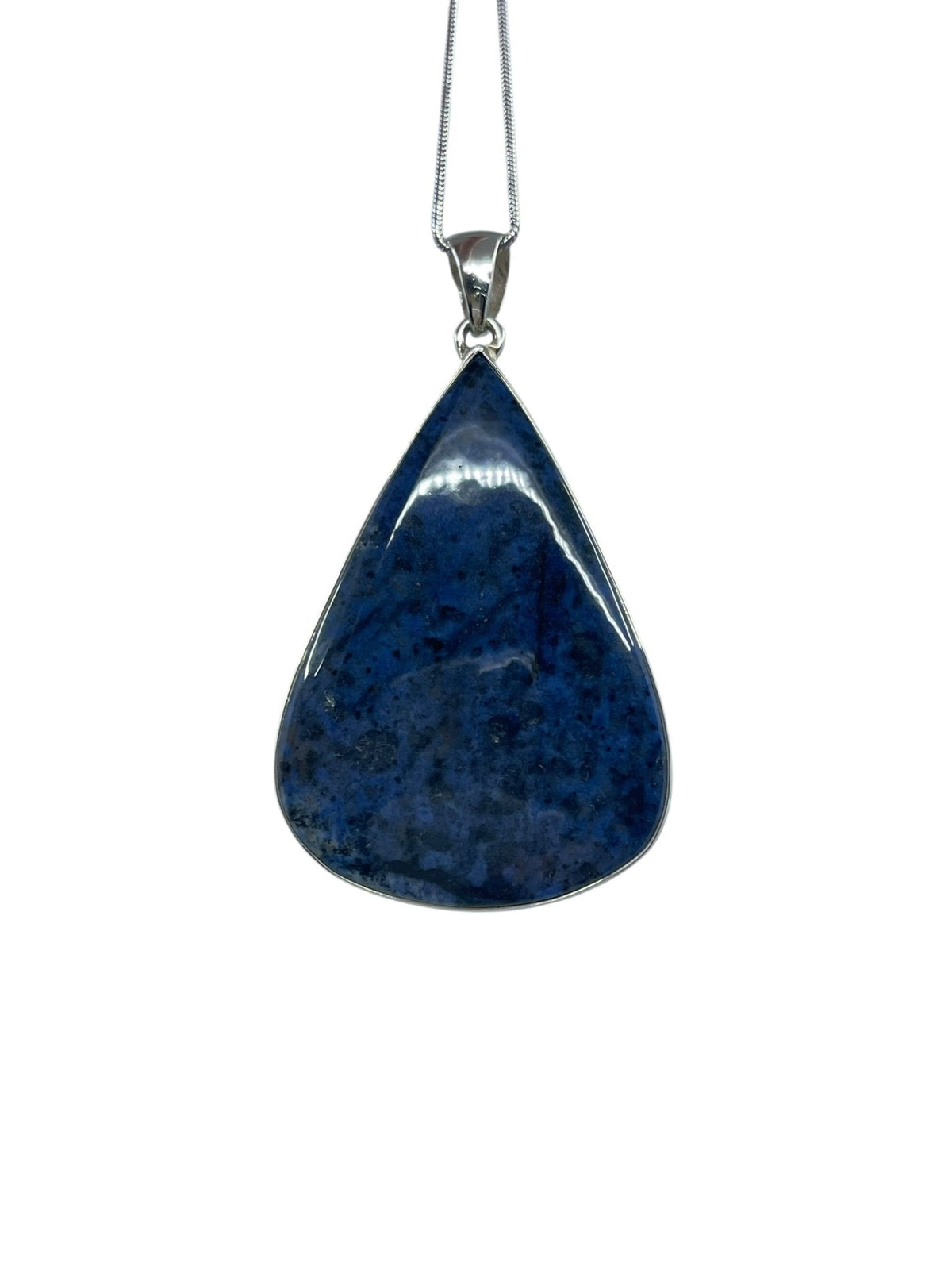 dumortierite cabochon teardrop pendant with sterling silver bail — Eternal Spirit