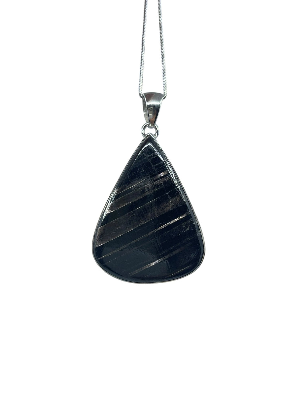 hypersthene cabochon teardrop pendant with sterling silver bail — Eternal Spirit