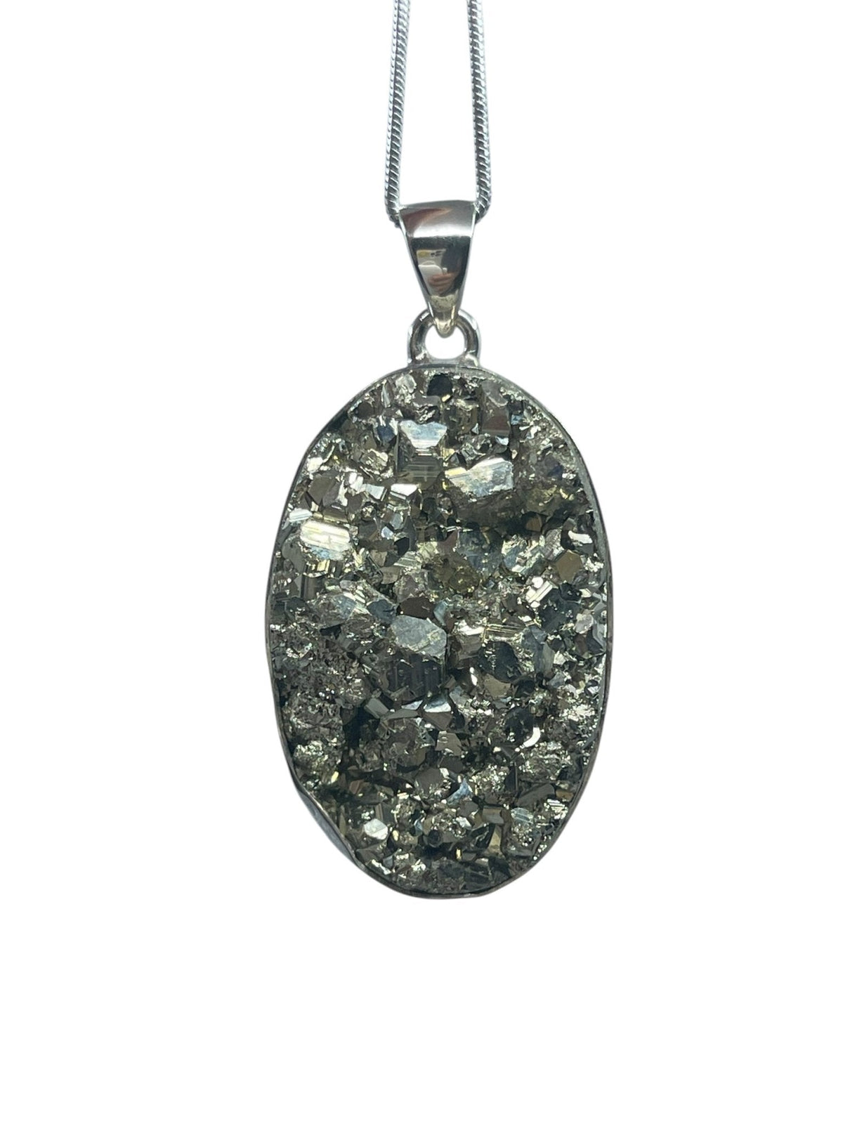 pyrite natural oval pendant with sterling silver bail — Eternal Spirit
