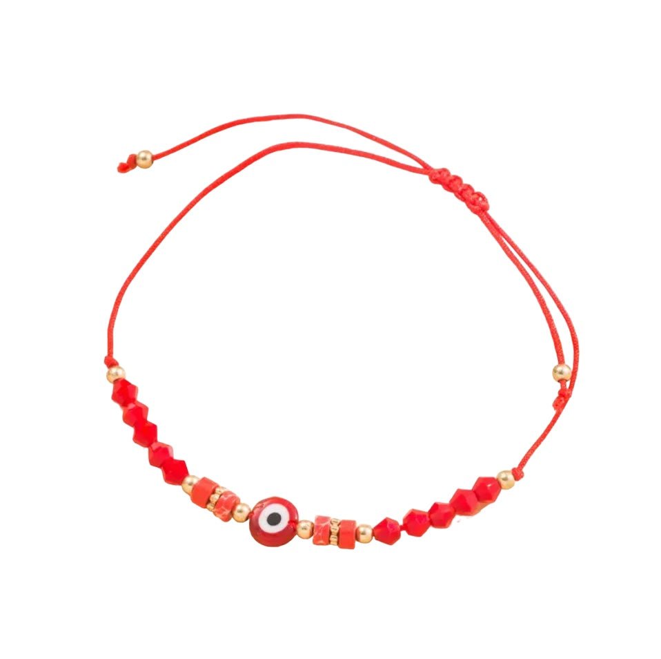 Evil Eye Protection bracelet in Red with glass eye beads — Eternal Spirit