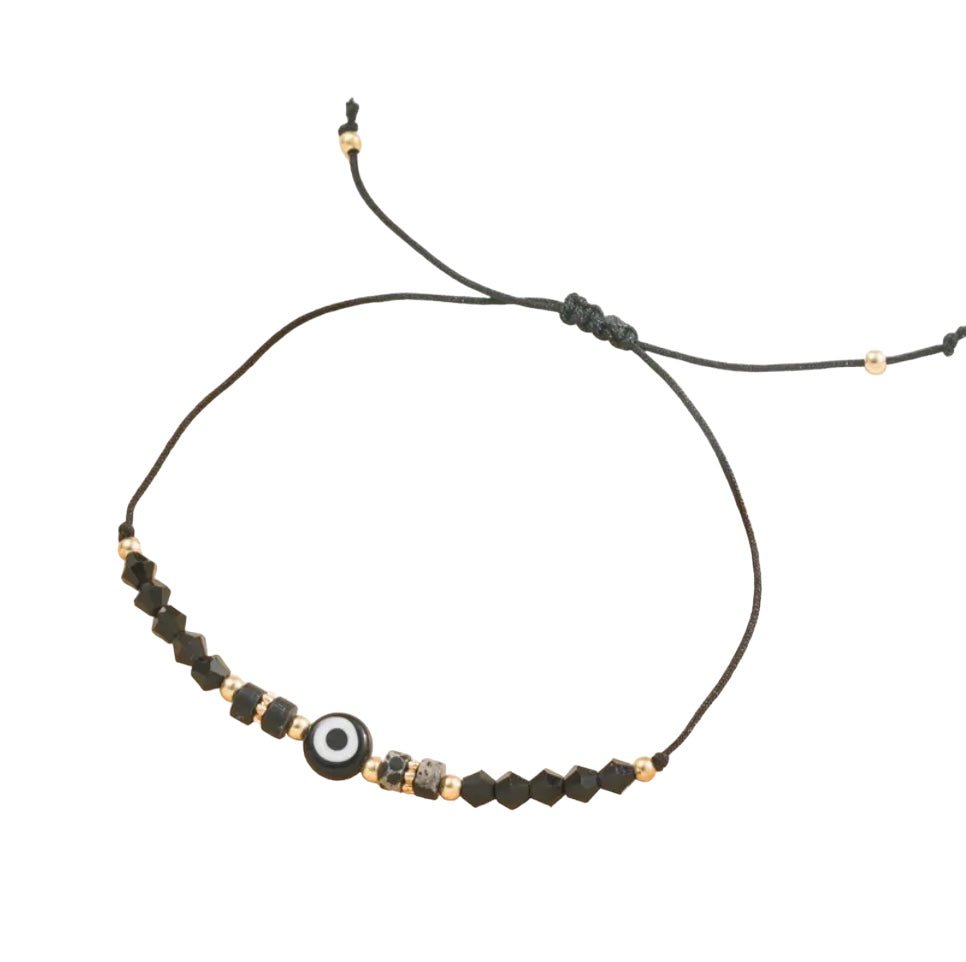 Evil Eye Protection bracelet in Black with glass eye beads — Eternal Spirit