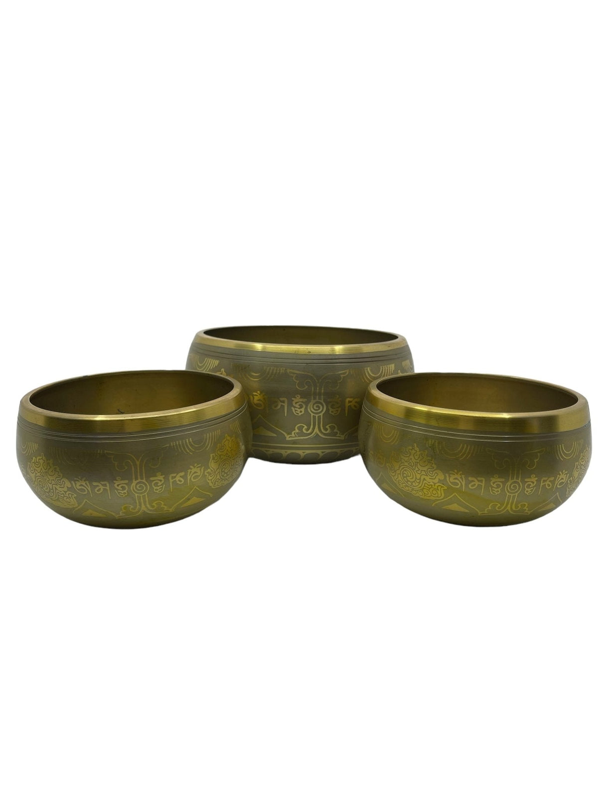 11.5cm Gold Om Mani NIM13C singing bowl attuned to the Heart chakra — Eternal Spirit