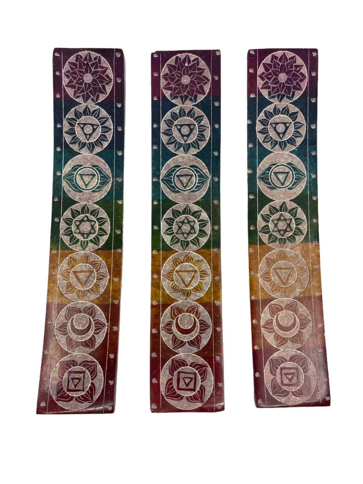 Soapstone chakra holder, detail of coloured inlays — Eternal Spirit