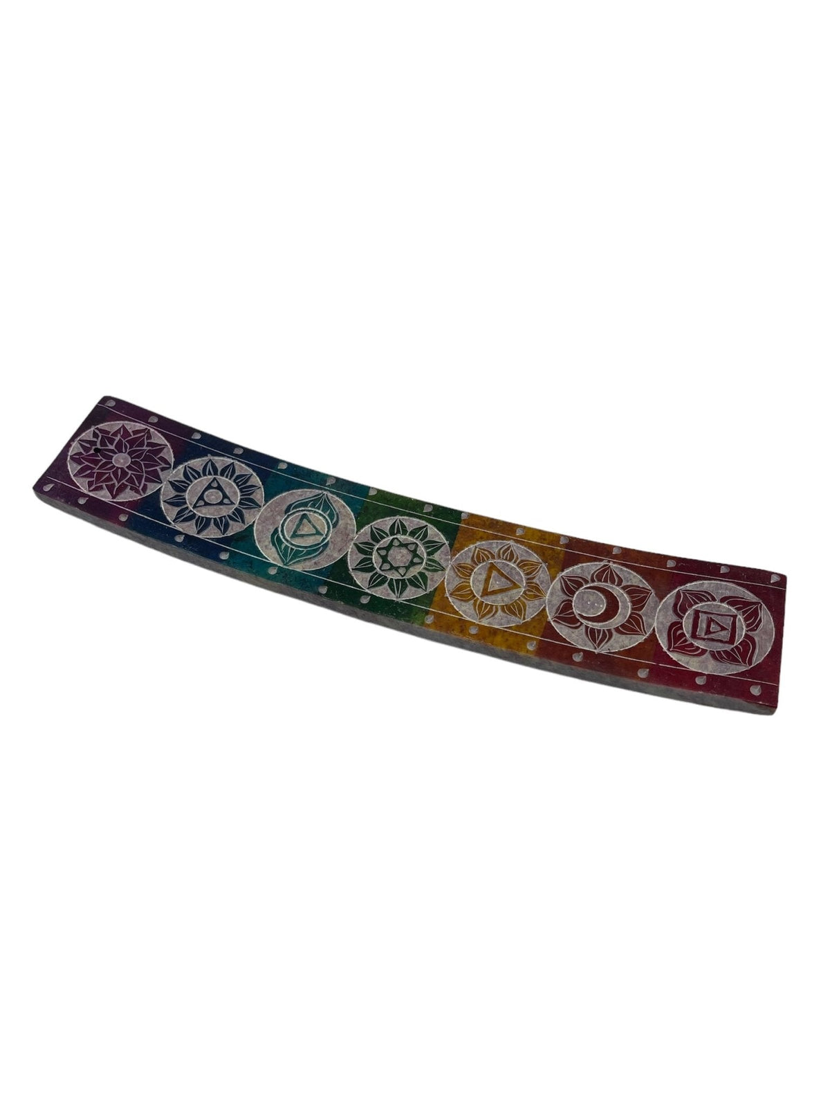 Rectangular chakra incense holder, side profile — Eternal Spirit