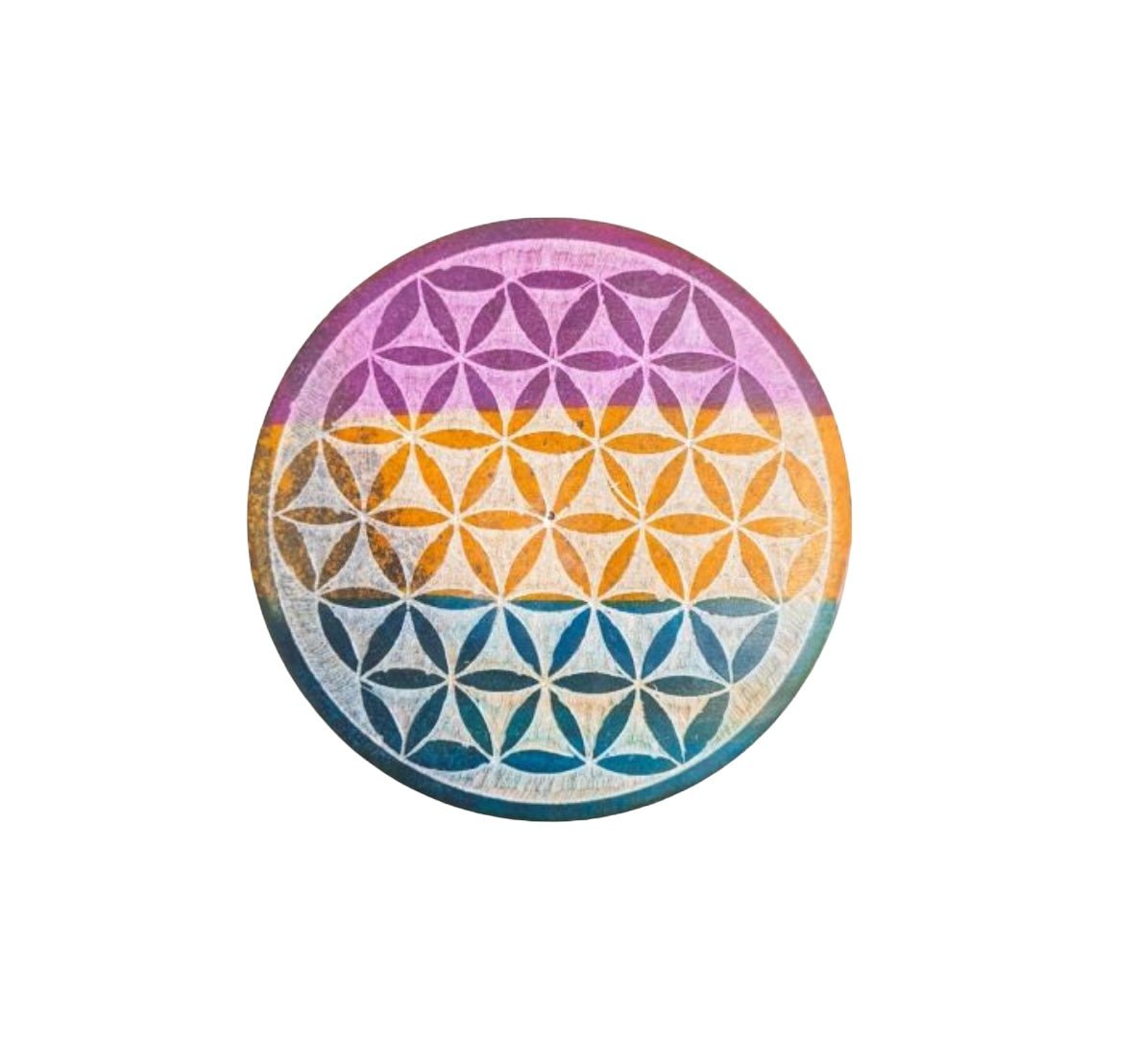 Round soapstone Flower of Life incense holder — Eternal Spirit