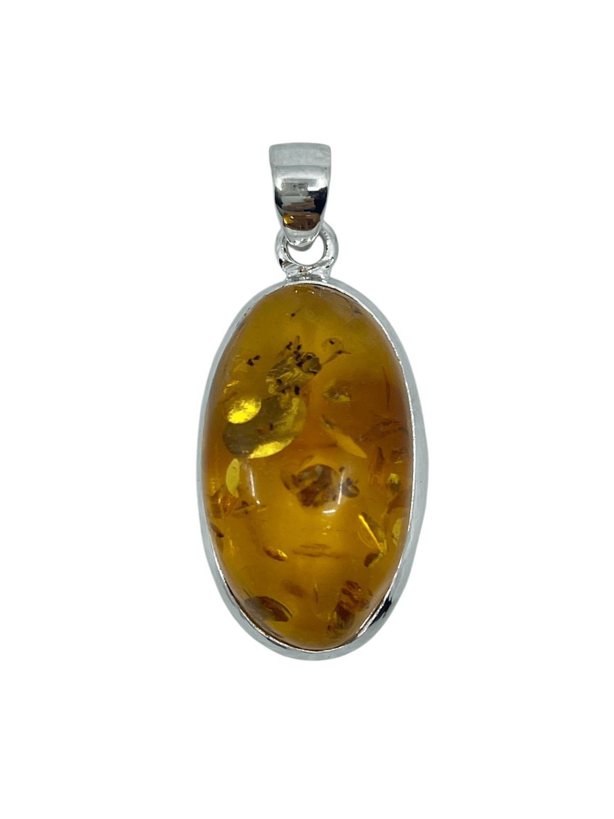 amber cabochon pendant, front view highlighting unique stone patterns — Eternal Spirit