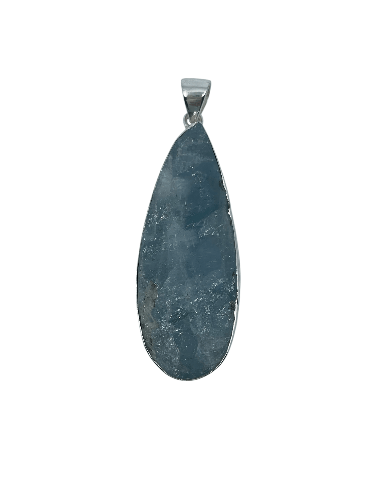 aquamarine natural teardrop pendant, front view showing natural stone face — Eternal Spirit