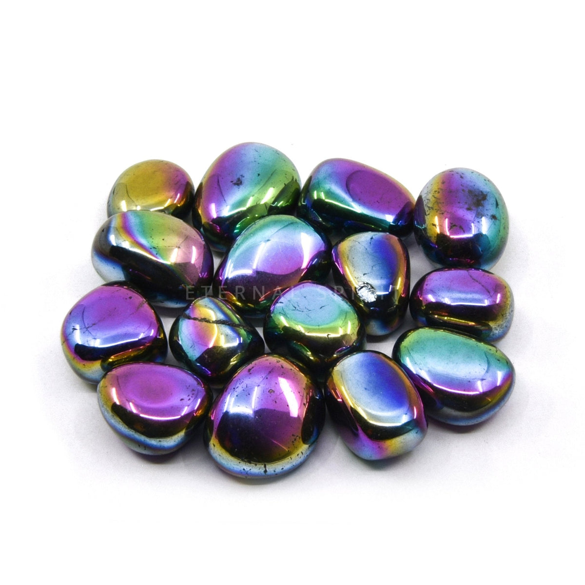 collection of polished Quartz (Rainbow Aura) tumble stones — Eternal Spirit