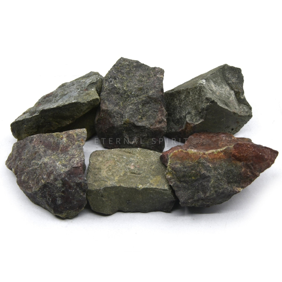 deep forest Dragon's Blood Jasper chunks $4, showcasing natural beauty — Eternal Spirit