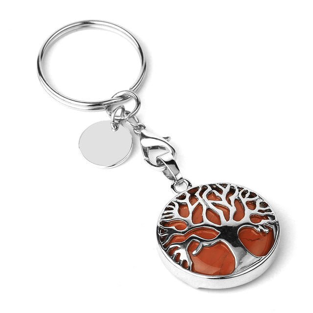 Earthy Red Jasper (Red) Tree of Life crystal key ring — Eternal Spirit