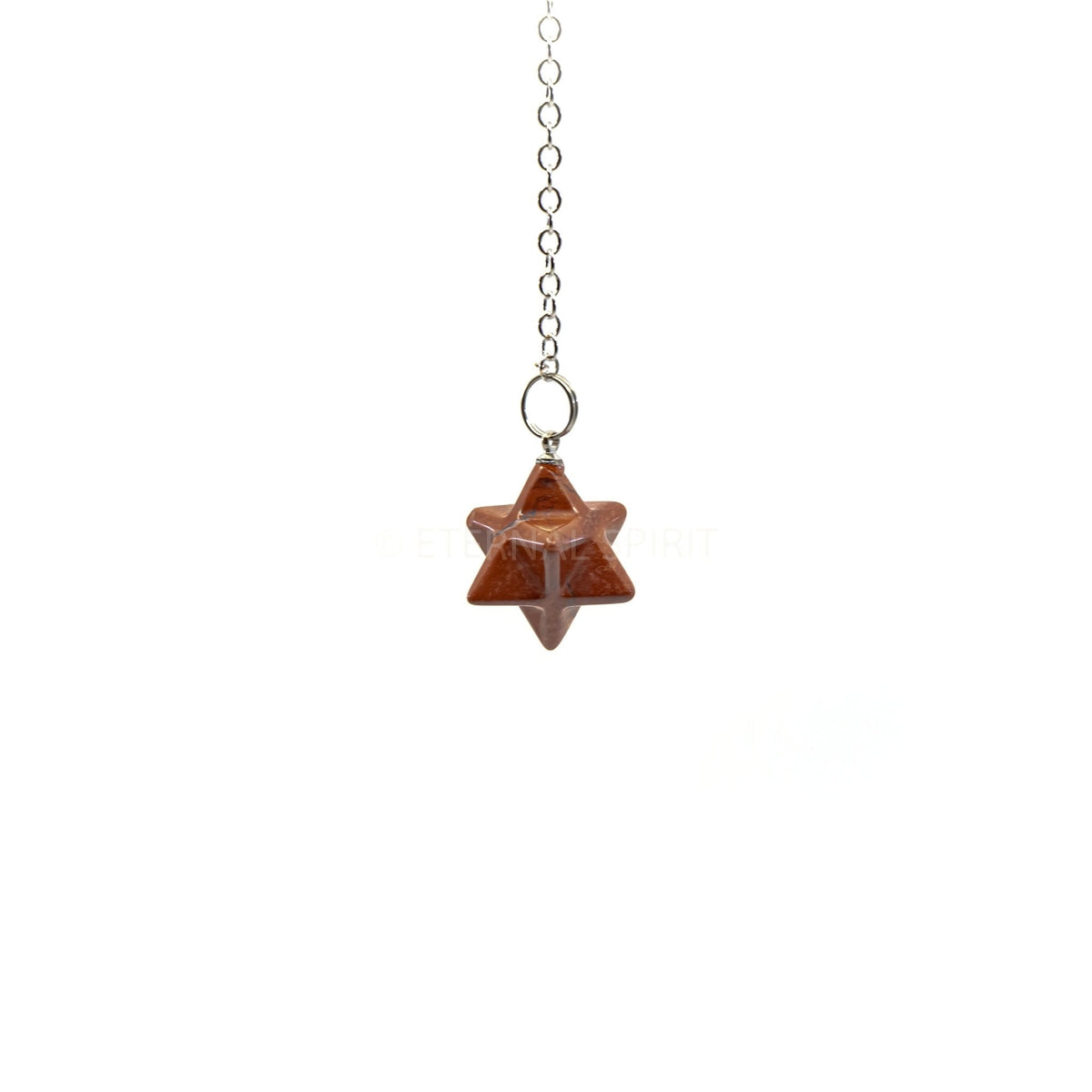 Earthy Red Jasper (Red) merkaba star pendulum on silver chain — Eternal Spirit