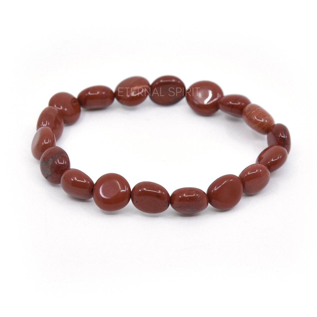 polished Jasper (Red) tumbled round bead bracelet on white background — Eternal Spirit