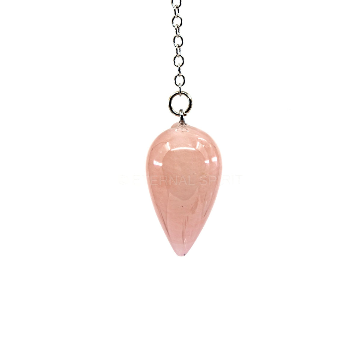 Soft Pink Quartz (Rose) teardrop pendulum on silver chain — Eternal Spirit