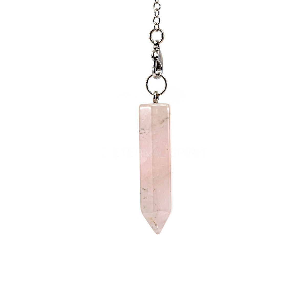 Soft Pink Quartz (Rose) generator point pendulum on silver chain — Eternal Spirit