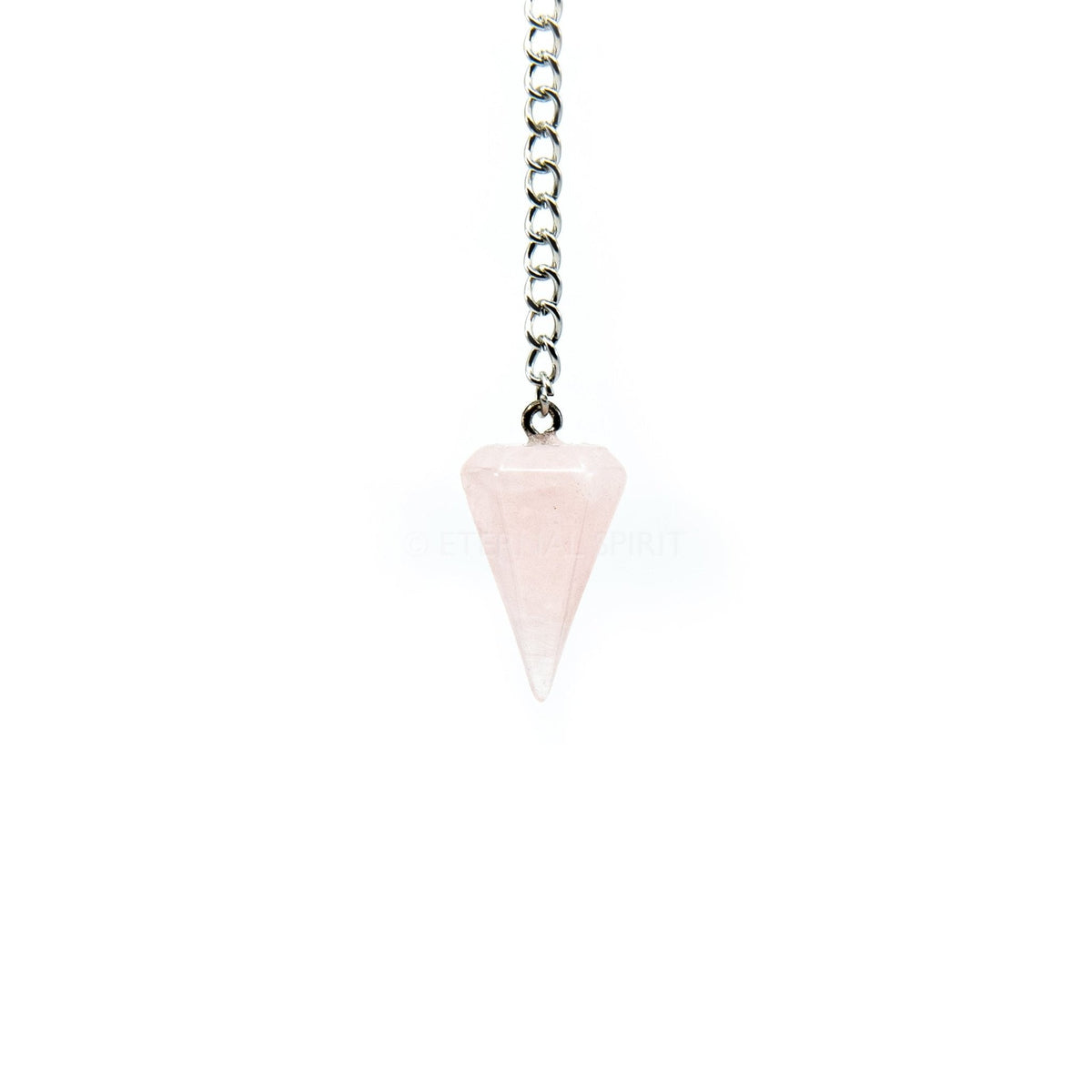 Soft Pink Quartz (Rose) small faceted pendulum on silver chain — Eternal Spirit