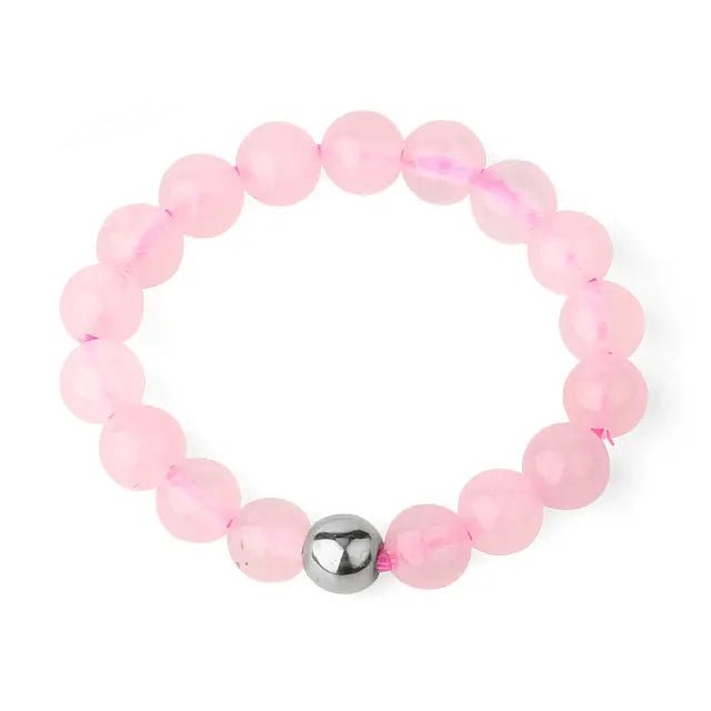 Quartz (Rose) finger bracelet showing polished stone beads — Eternal Spirit
