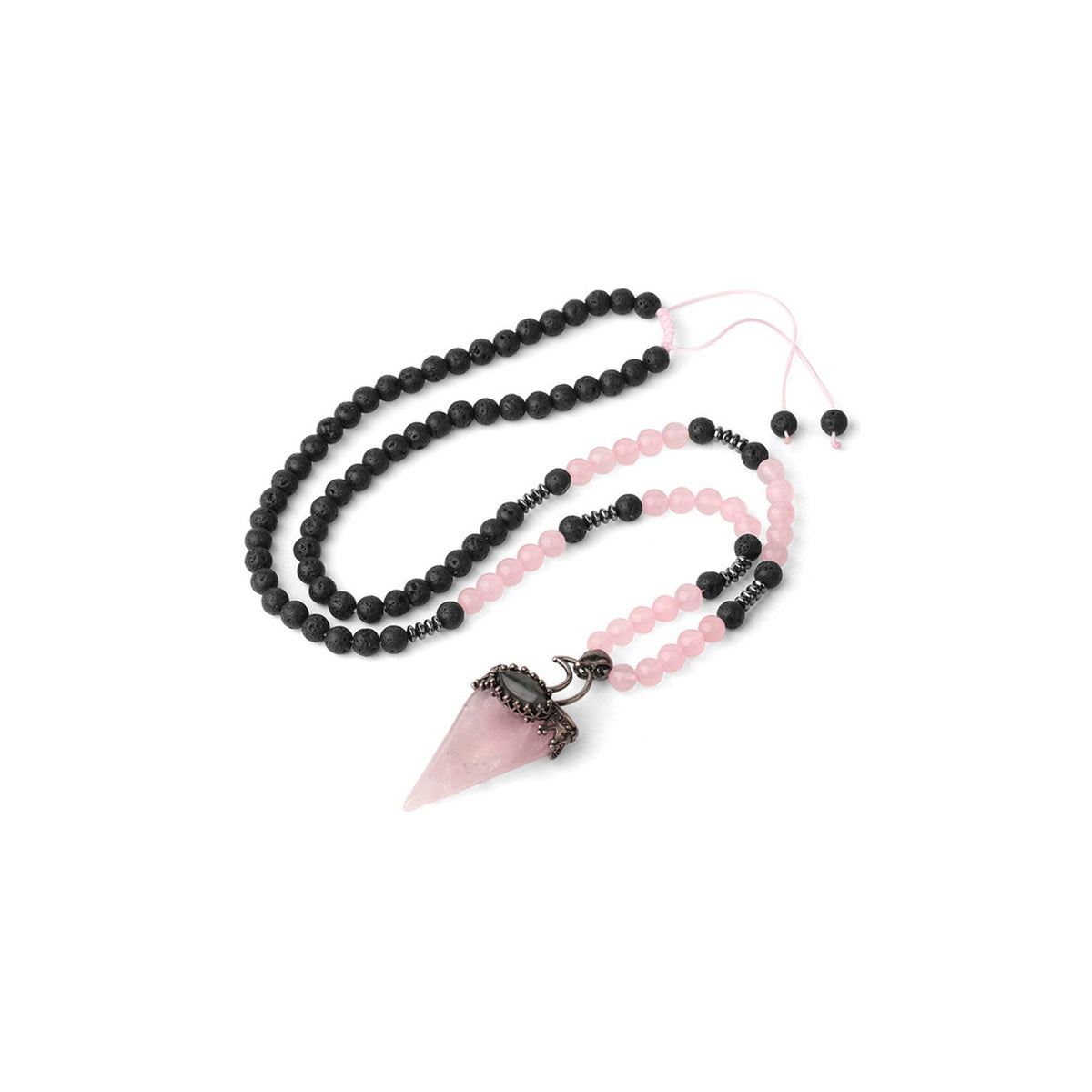 Natural Rose Quartz triangular point pendant on silver chain — Eternal Spirit