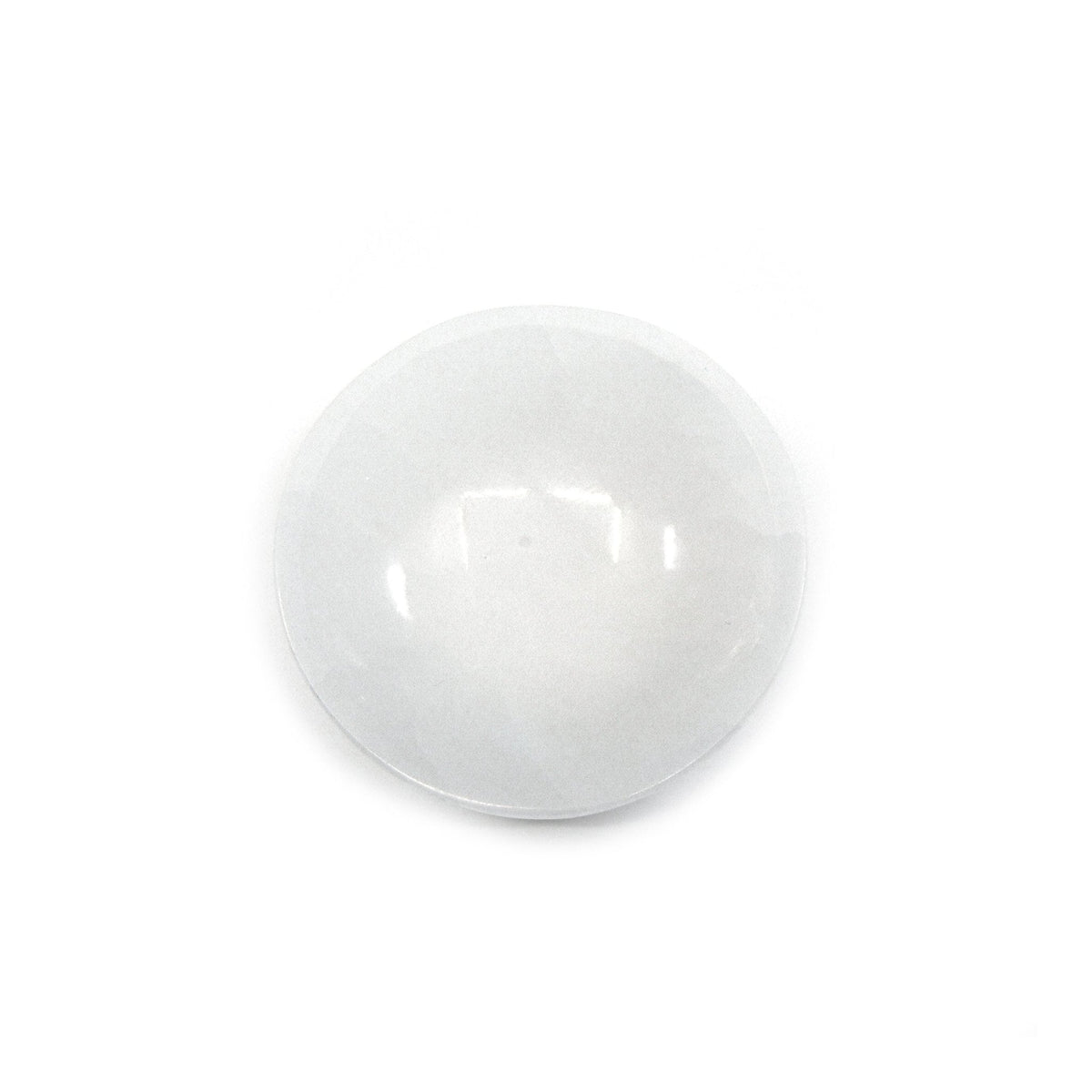 luminous white Selenite charging bowl 09.5cm with Round design, close-up of natural texture — Eternal Spirit