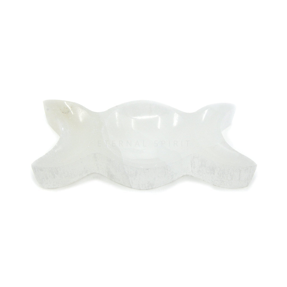 luminous white Selenite charging bowl with Triple Moon design, showcasing natural beauty — Eternal Spirit