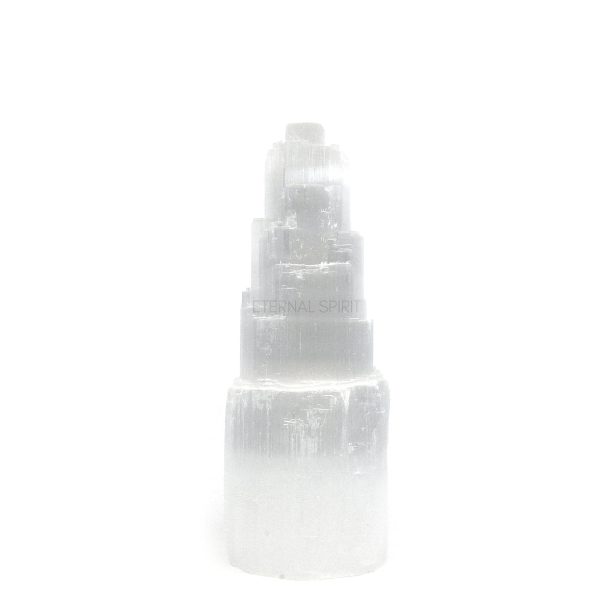 luminous white Selenite crystal lamp (S), overhead view of carved form — Eternal Spirit