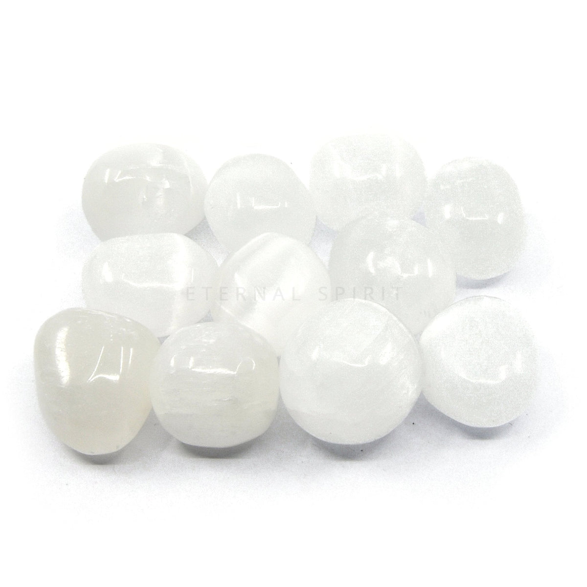collection of polished Selenite tumble stones — Eternal Spirit