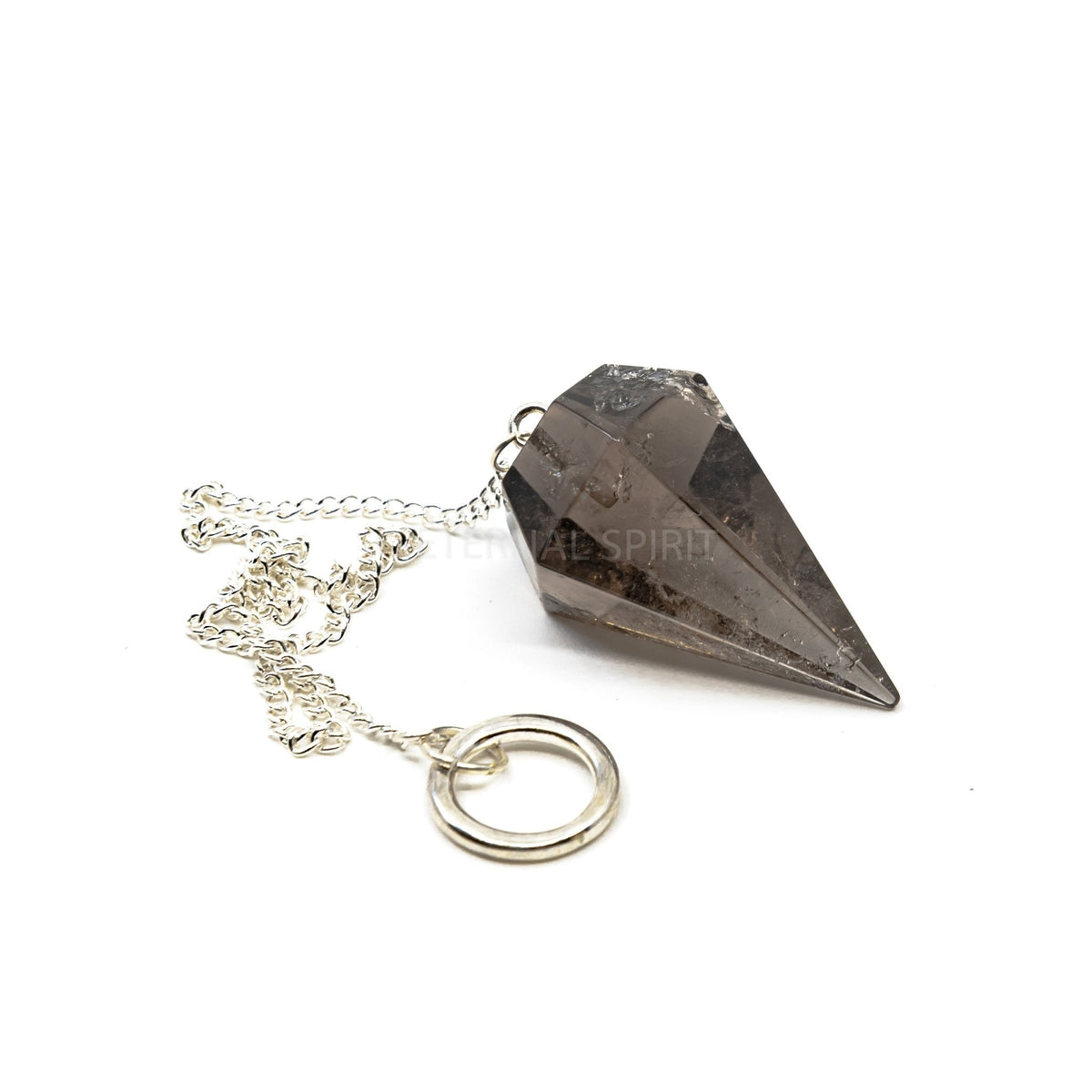 Rhodonite large faceted pendulum, rosy pink with black veining texture and chain detail — Eternal Spirit
