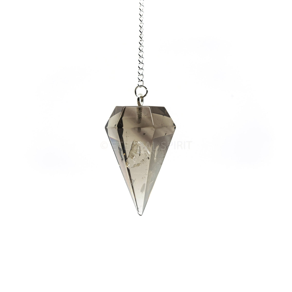 Smoky Amber Quartz (Smokey) large faceted pendulum on silver chain — Eternal Spirit