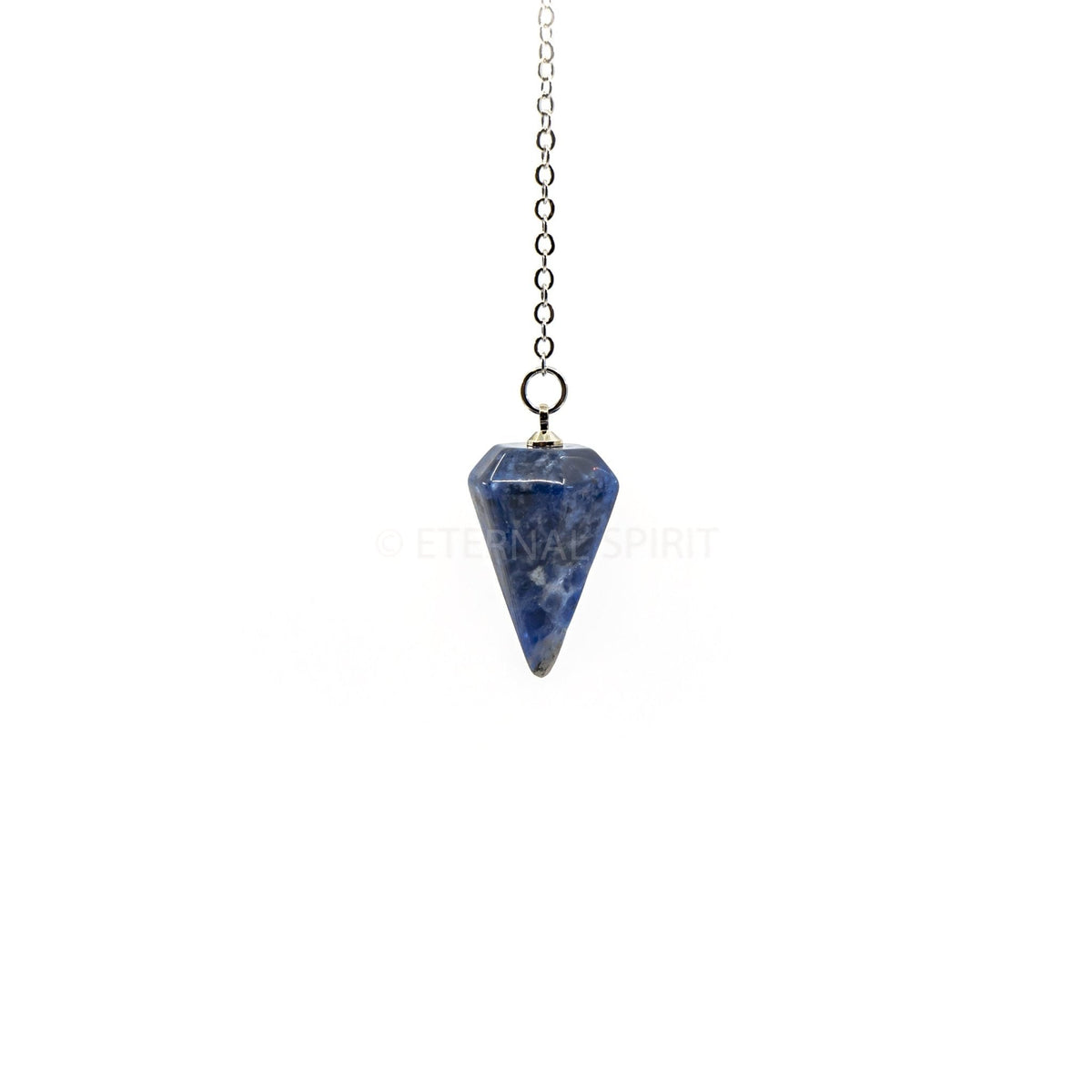 Deep Blue Sodalite small faceted pendulum on silver chain — Eternal Spirit