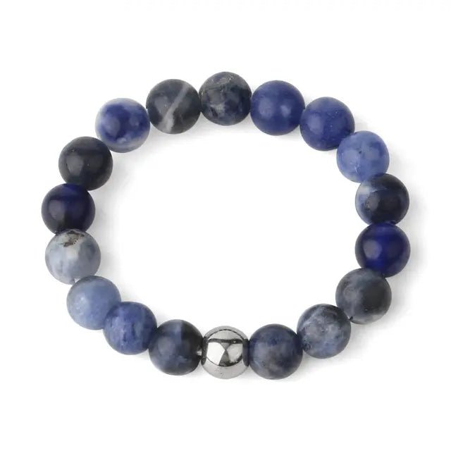 Sodalite finger bracelet showing polished stone beads — Eternal Spirit