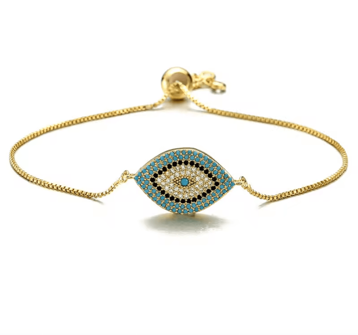 gold Evil Eye Protection bracelet with cubic zirconia detail — Eternal Spirit