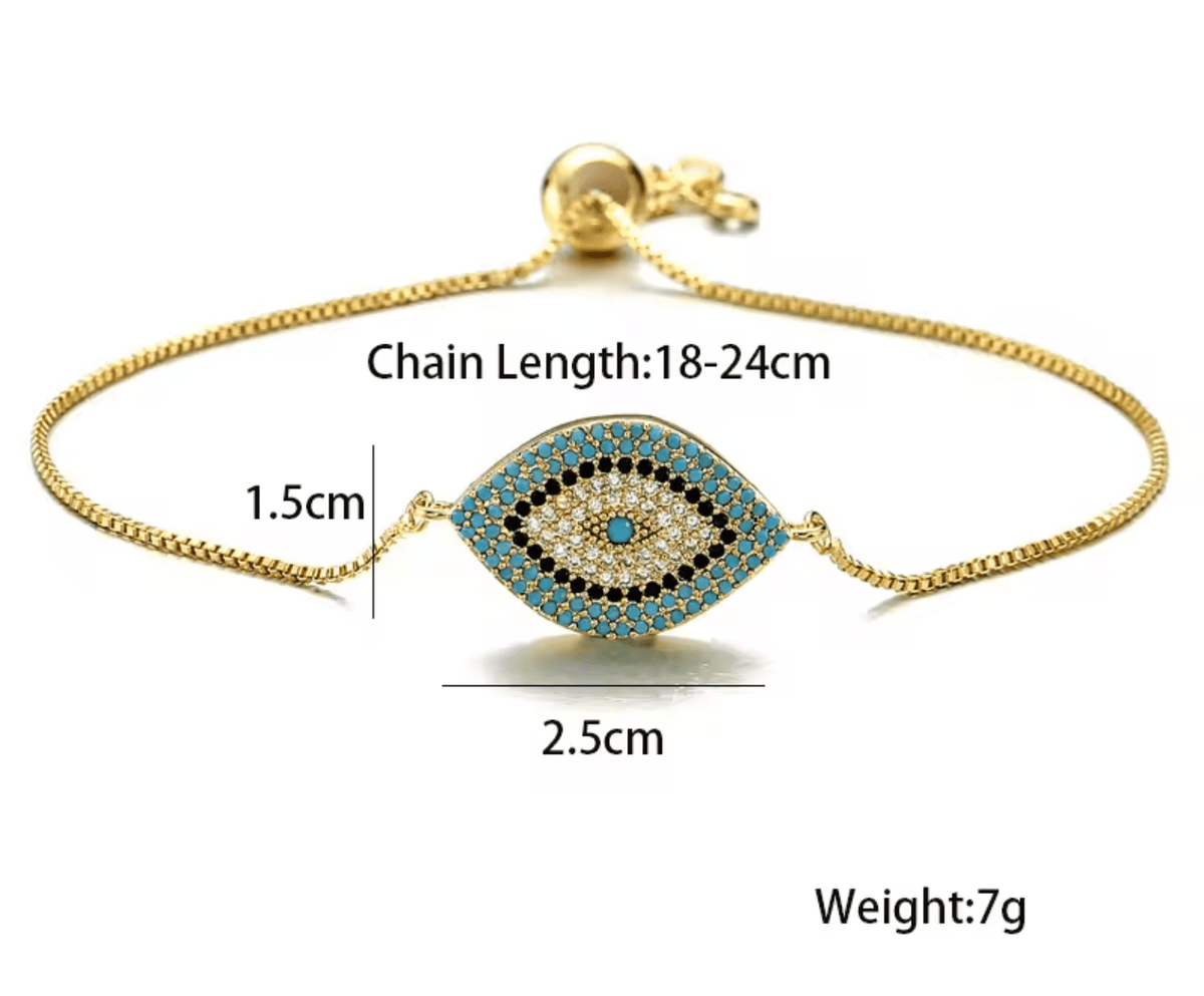 gold Evil Eye bracelet showing delicate chain and eye charm — Eternal Spirit