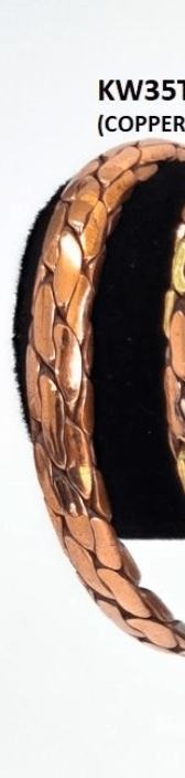 Copper patterned bracelet (large), clasp and fit view — Eternal Spirit