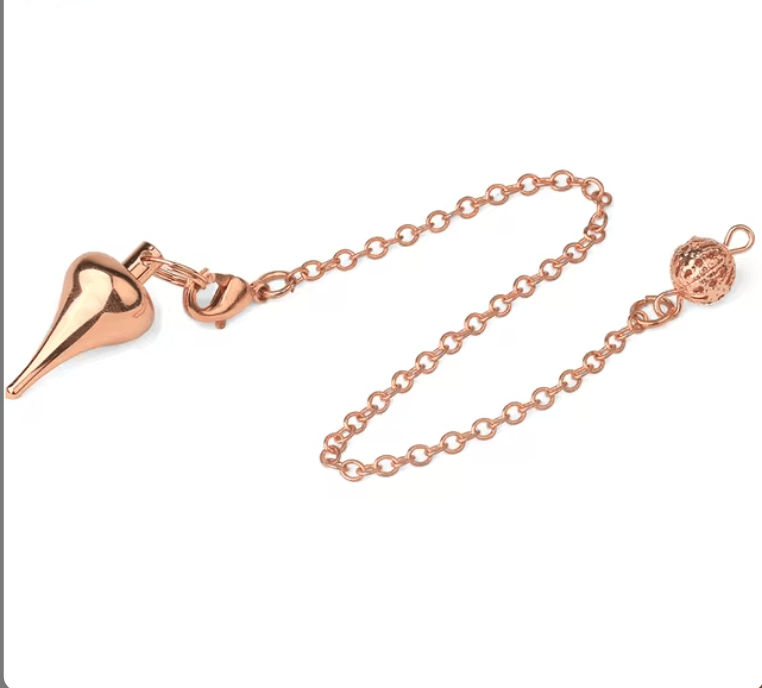Warm Polished Copper metal cone pendulum on silver chain — Eternal Spirit