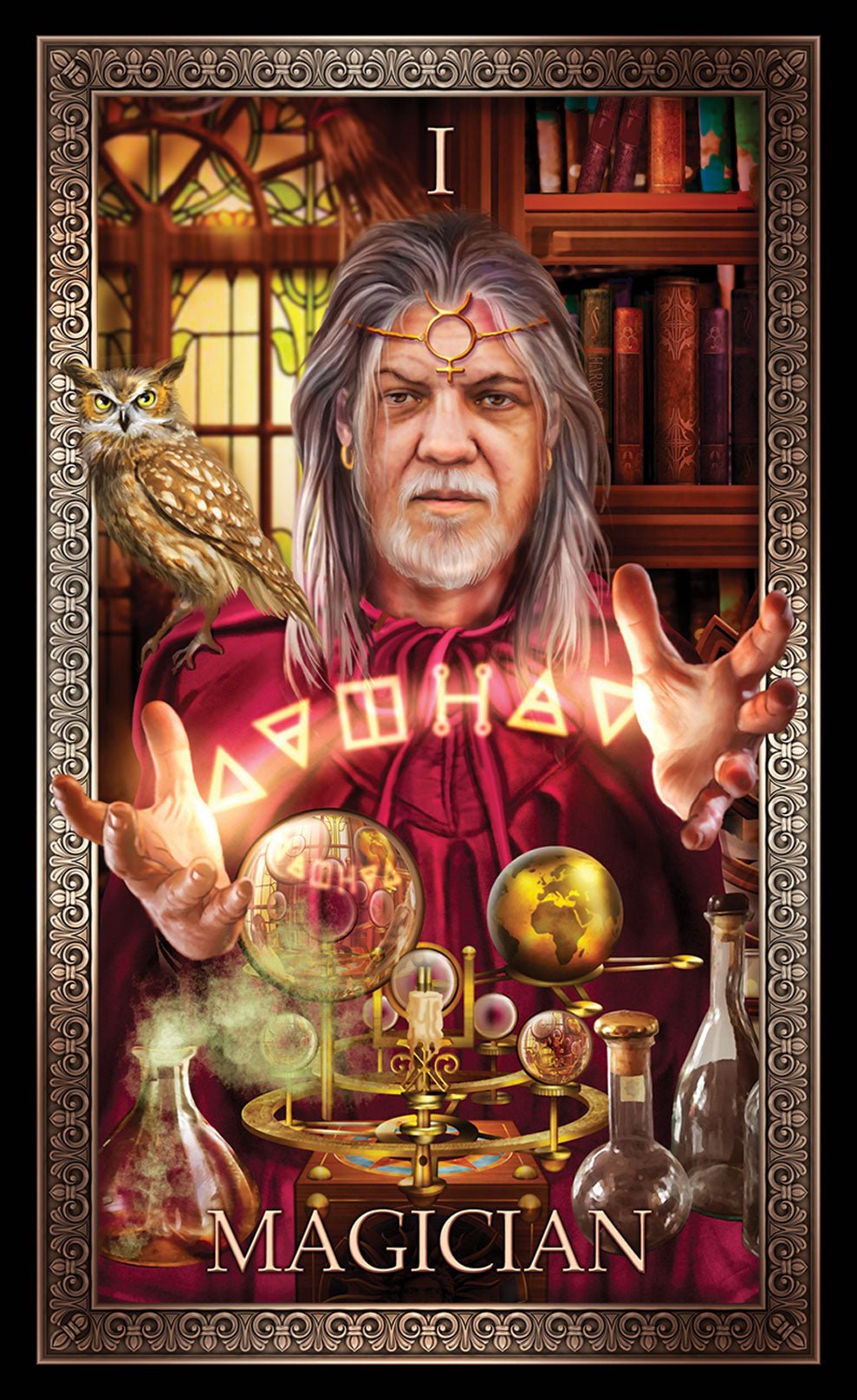 The Magician card with bearded man in rich Renaissance setting, Tarot Grand Luxe — Eternal Spirit