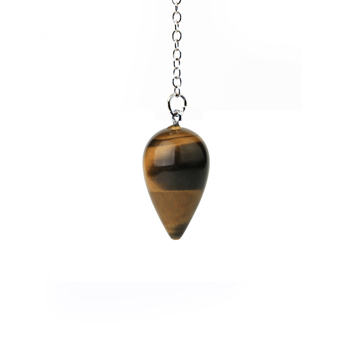 Golden-Banded Tiger Eye (Yellow) teardrop pendulum on silver chain — Eternal Spirit
