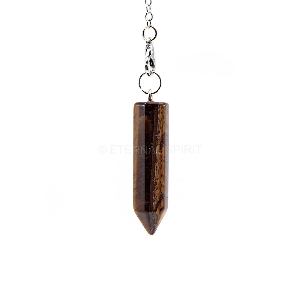 Golden-Banded Tiger Eye (Yellow) generator point pendulum on silver chain — Eternal Spirit