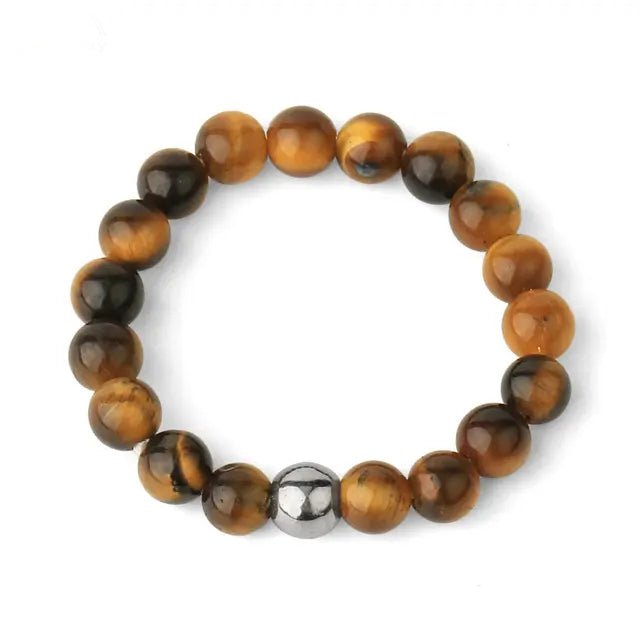 Tiger Eye (Yellow) finger bracelet showing polished stone beads — Eternal Spirit